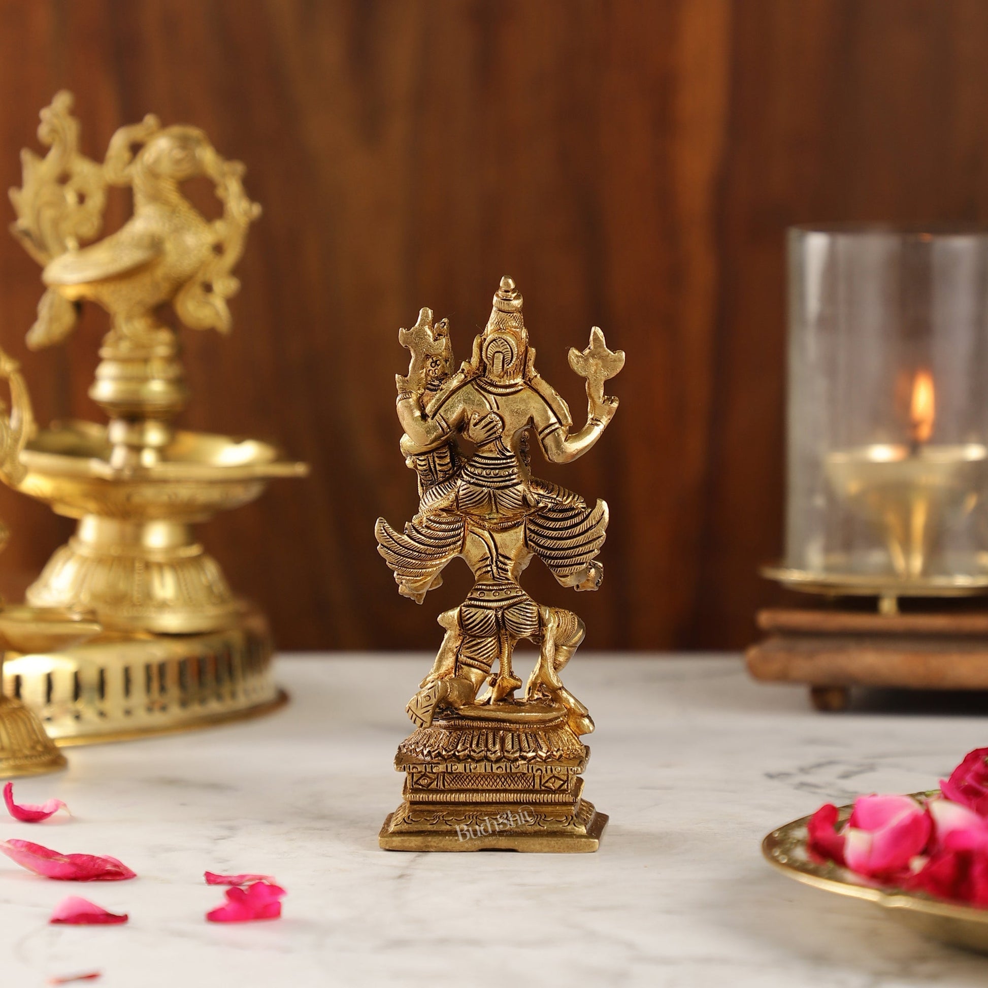 Brass Vishnu Lakshmi on Garuda 6"