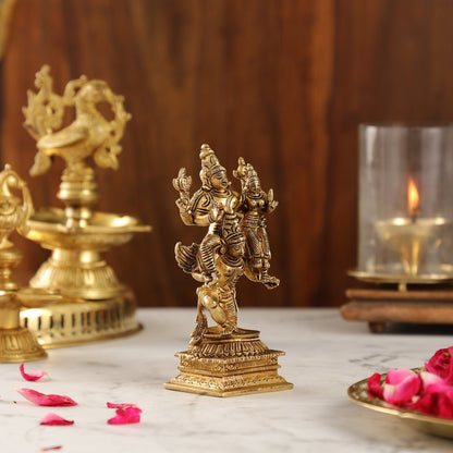 Brass Vishnu Lakshmi on Garuda 6"