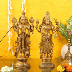 Brass Vishnu Lakshmi statue 12 inch