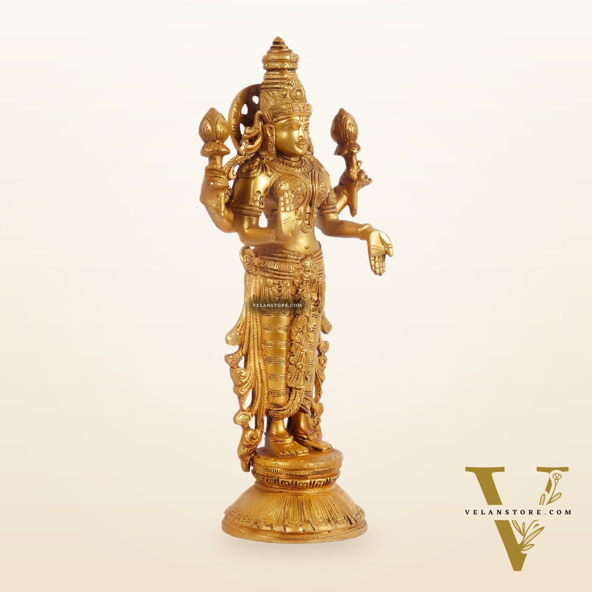 Brass Vishnu Lakshmi statue 12 inch
