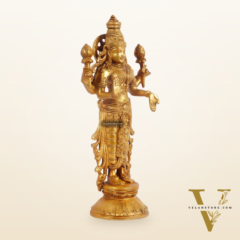 Brass Vishnu Lakshmi statue 12 inch