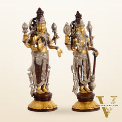 Brass Vishnu Lakshmi statue 12 inch