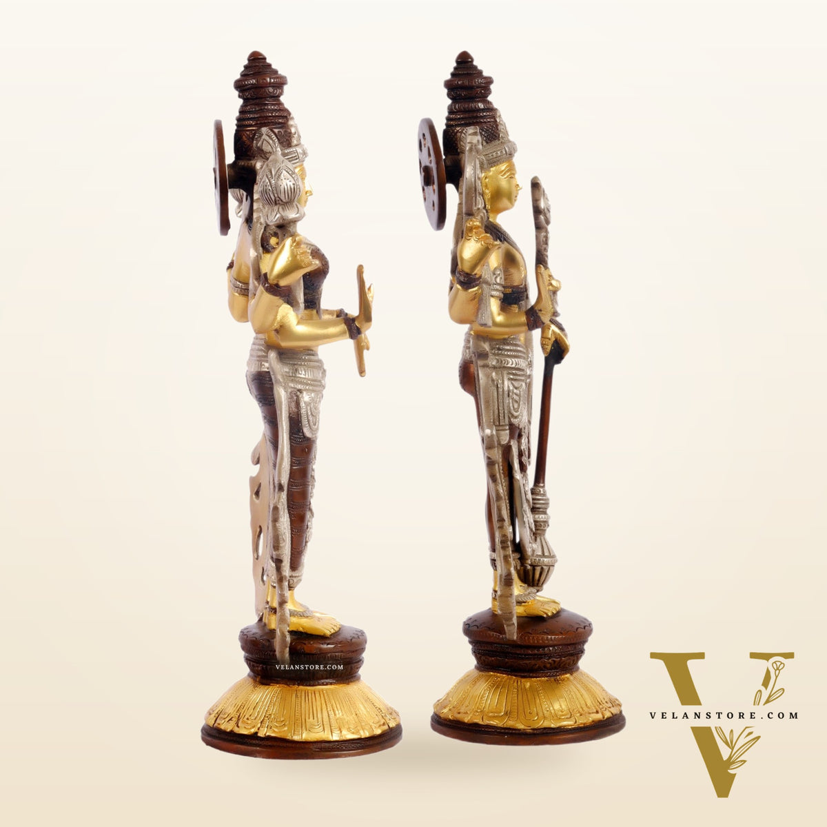 Brass Vishnu Lakshmi statue 12 inch