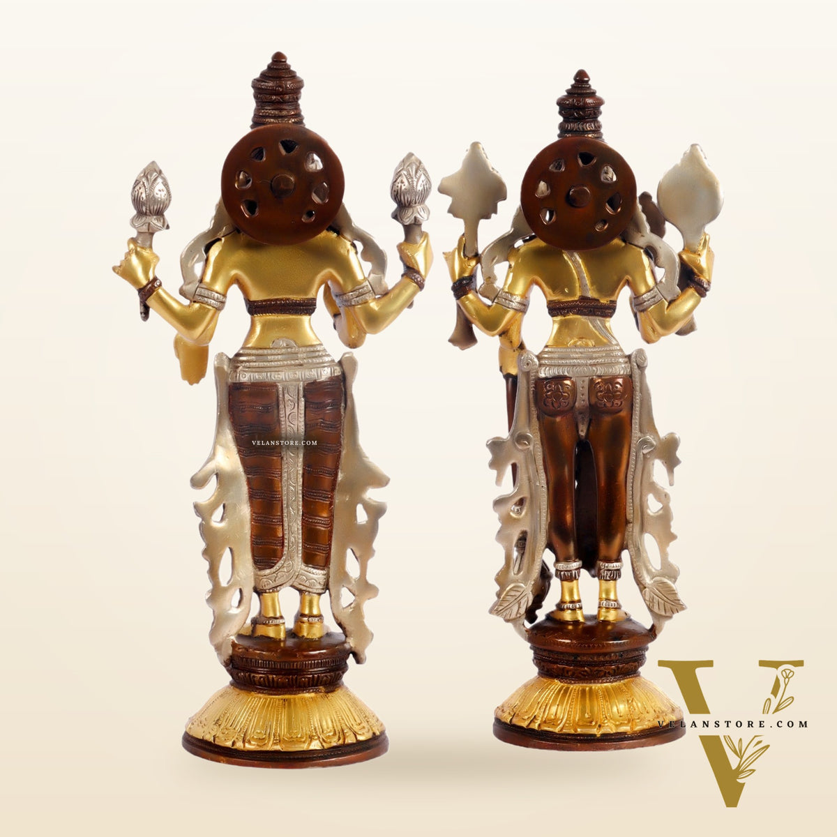 Brass Vishnu Lakshmi statue 12 inch