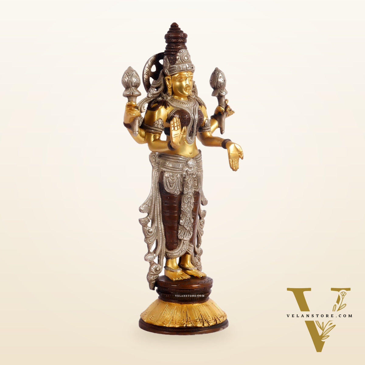 Brass Vishnu Lakshmi statue 12 inch