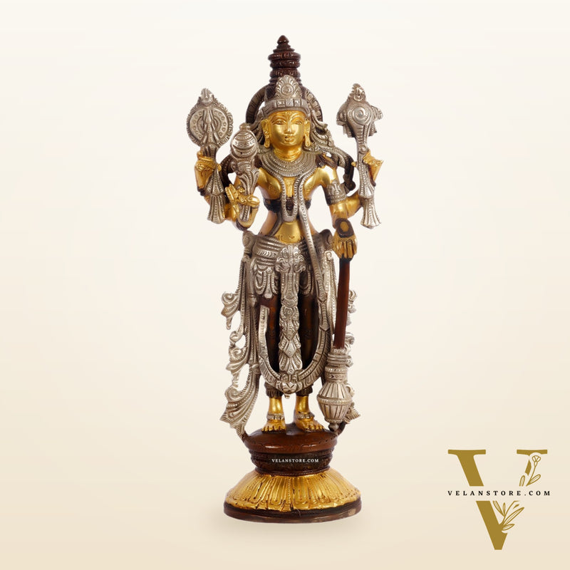 Brass Vishnu Lakshmi statue 12 inch