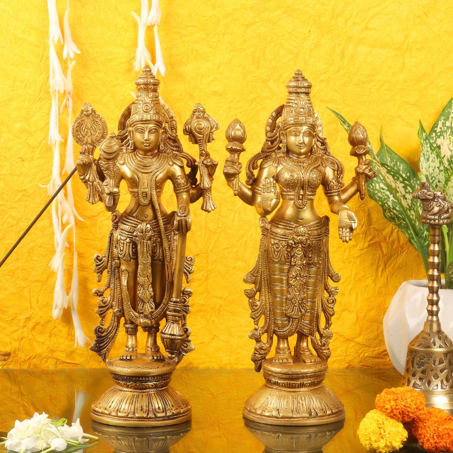 Brass Vishnu Lakshmi statue 12 inch