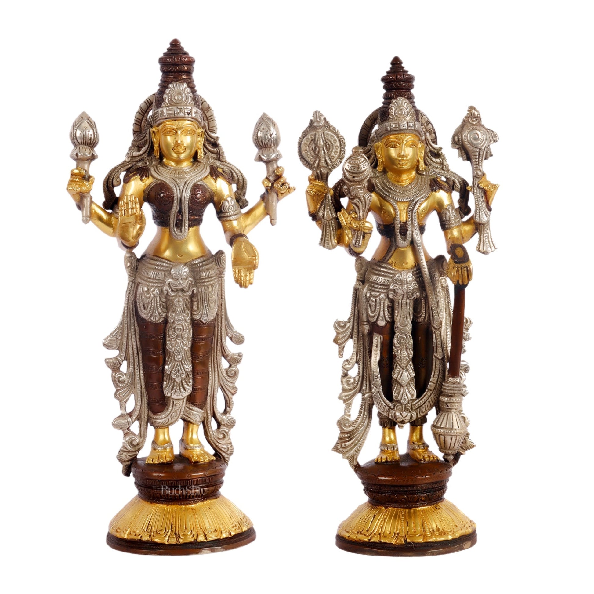 Brass Vishnu Lakshmi statue 12 inch