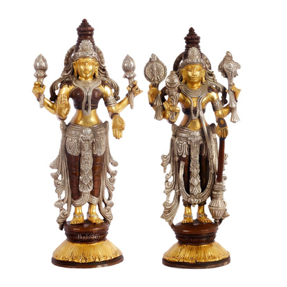 Brass Vishnu Lakshmi statue 12 inch