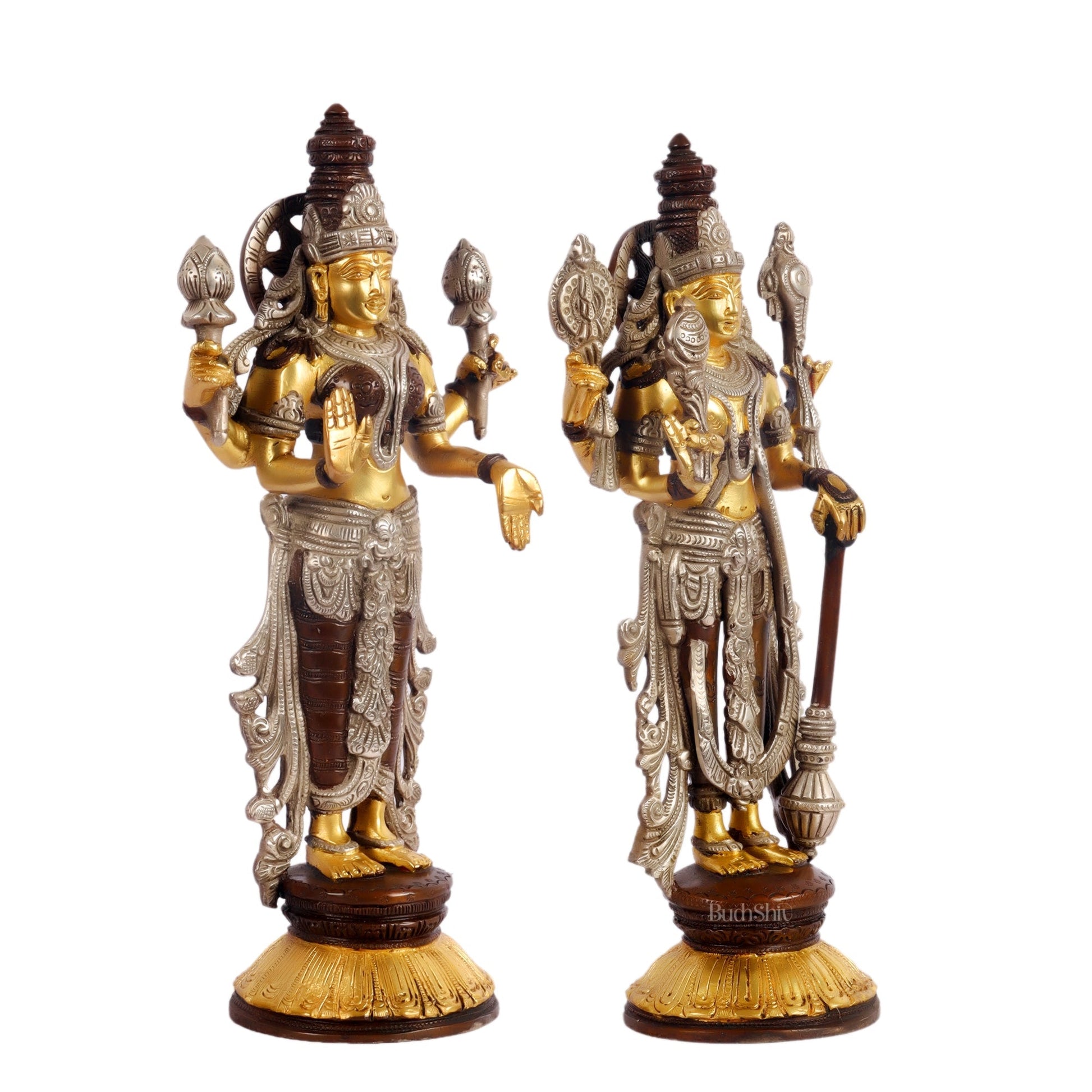Brass Vishnu Lakshmi statue 12 inch