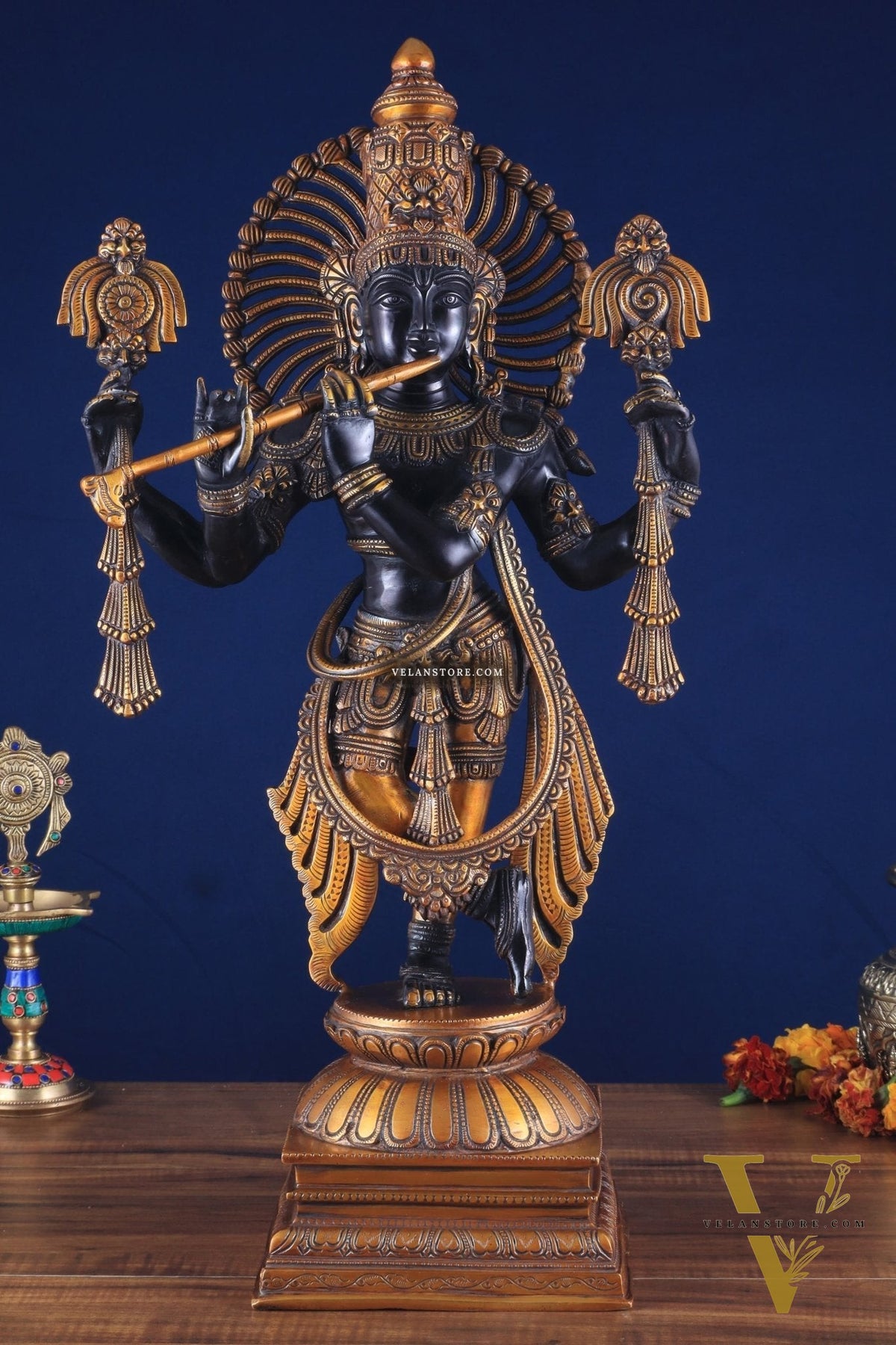 Brass Vishnu roopam Krishna Statue | Black | Height 24 Inch