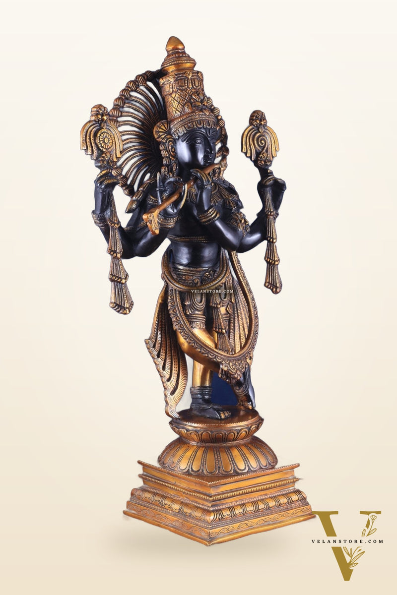 Brass Vishnu roopam Krishna Statue | Black | Height 24 Inch