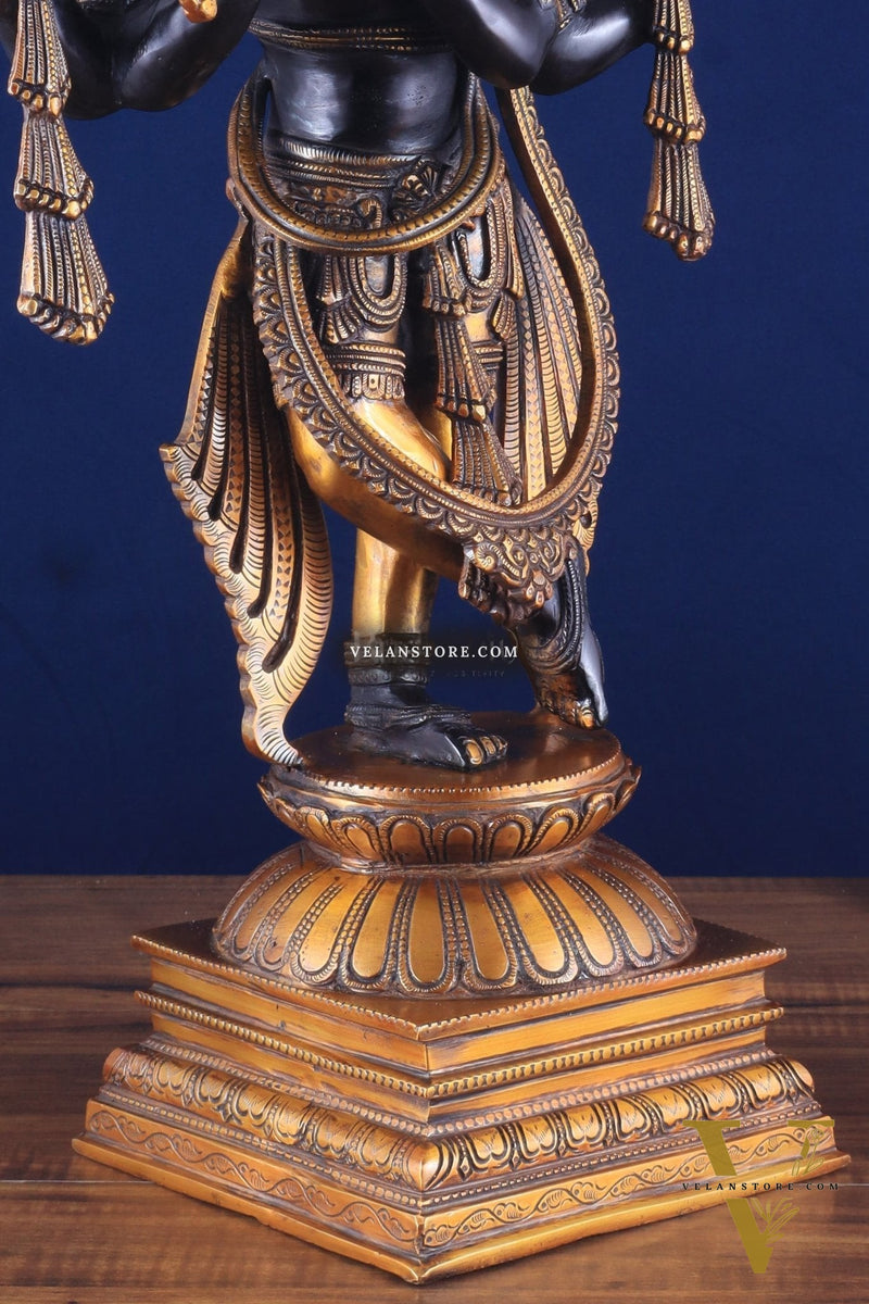 Brass Vishnu roopam Krishna Statue | Black | Height 24 Inch