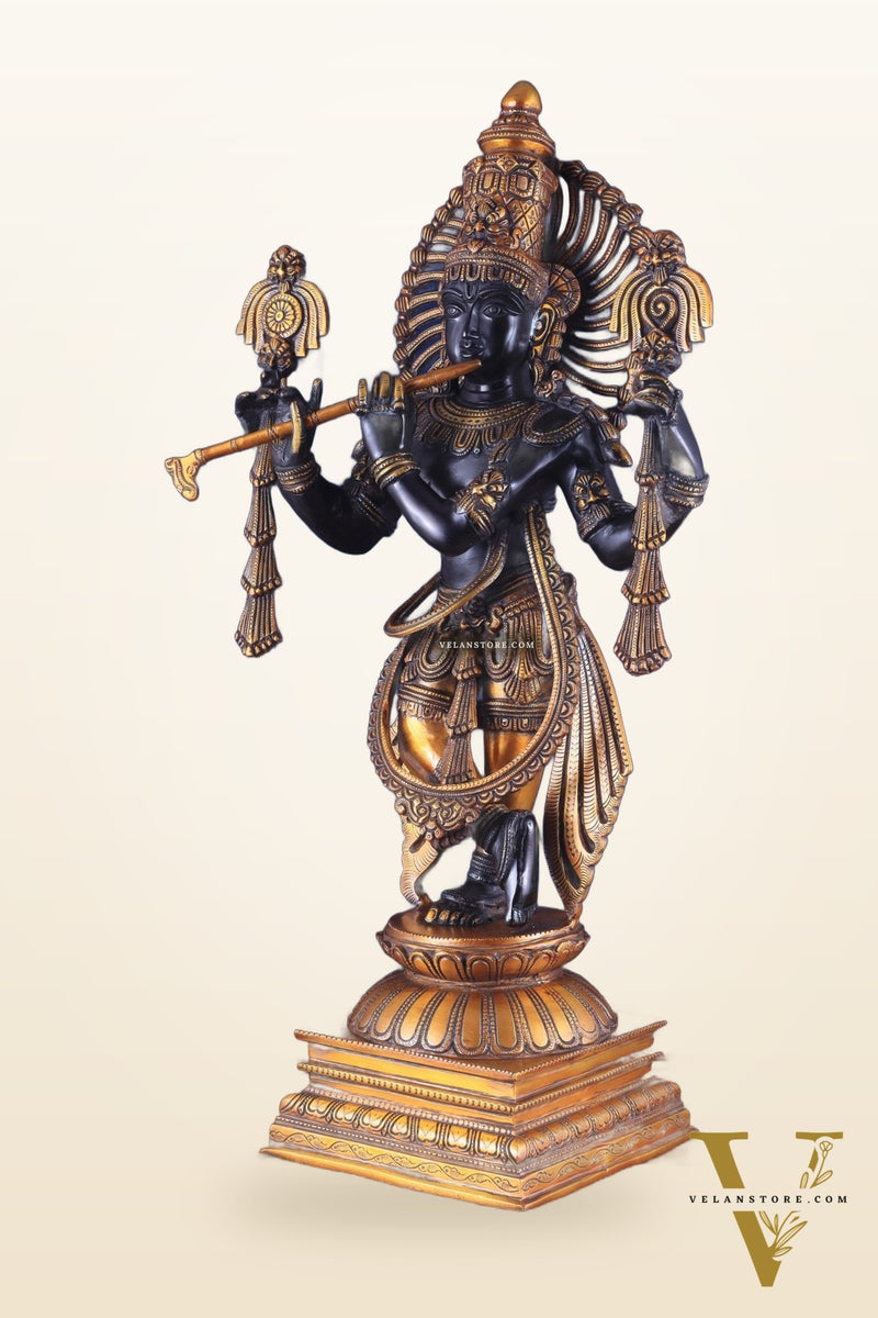 Brass Vishnu roopam Krishna Statue | Black | Height 24 Inch