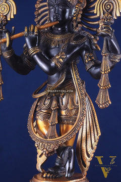 Brass Vishnu roopam Krishna Statue | Black | Height 24 Inch