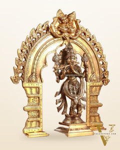Brass Vishnu Roopam Krishna Statue with Prabhavali 17 inch