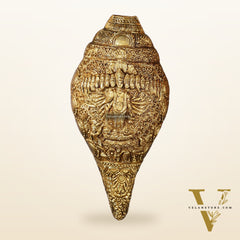 Brass Vishnu Virat Roop Vishwaroopam Shankh Conch 8.5 inch antique