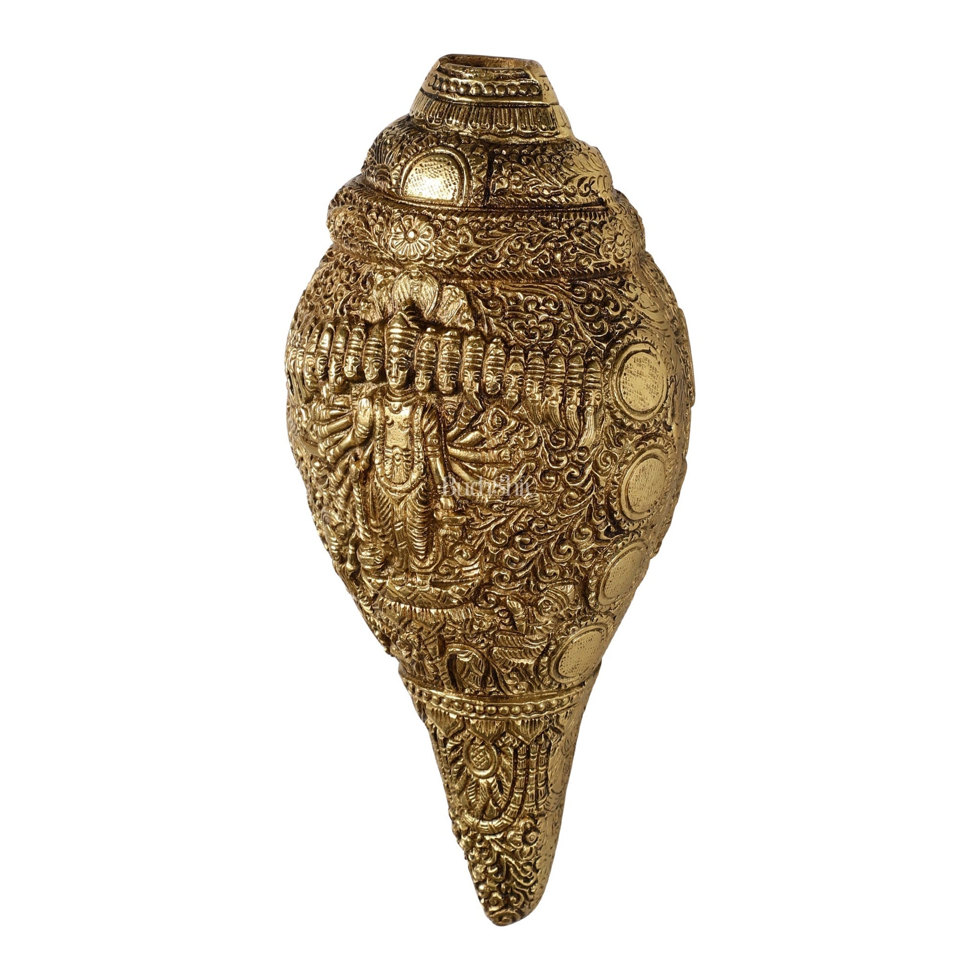 Brass Vishnu Virat Roop Vishwaroopam Shankh Conch 8.5 inch antique