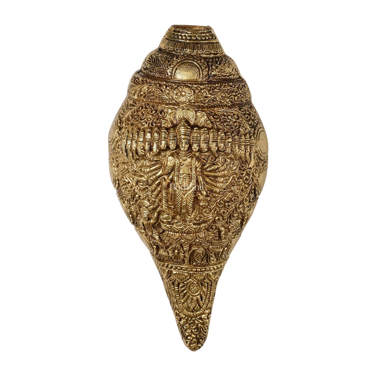 Brass Vishnu Virat Roop Vishwaroopam Shankh Conch 8.5 inch antique