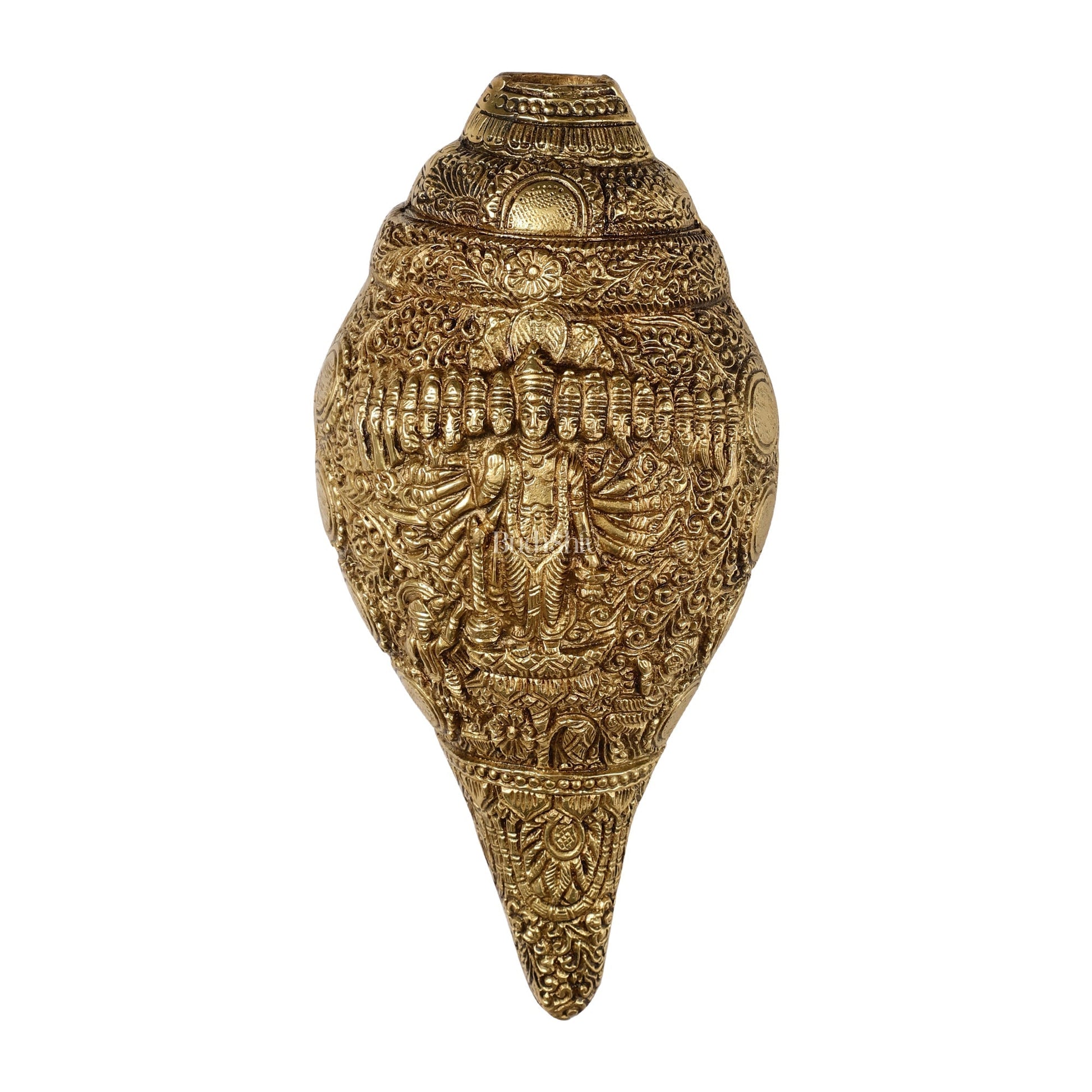 Brass Vishnu Virat Roop Vishwaroopam Shankh Conch 8.5 inch antique