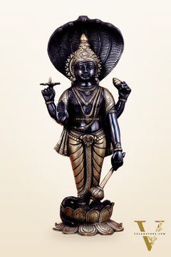 Brass Vishnu with sheshanaag standing statue 17 inch