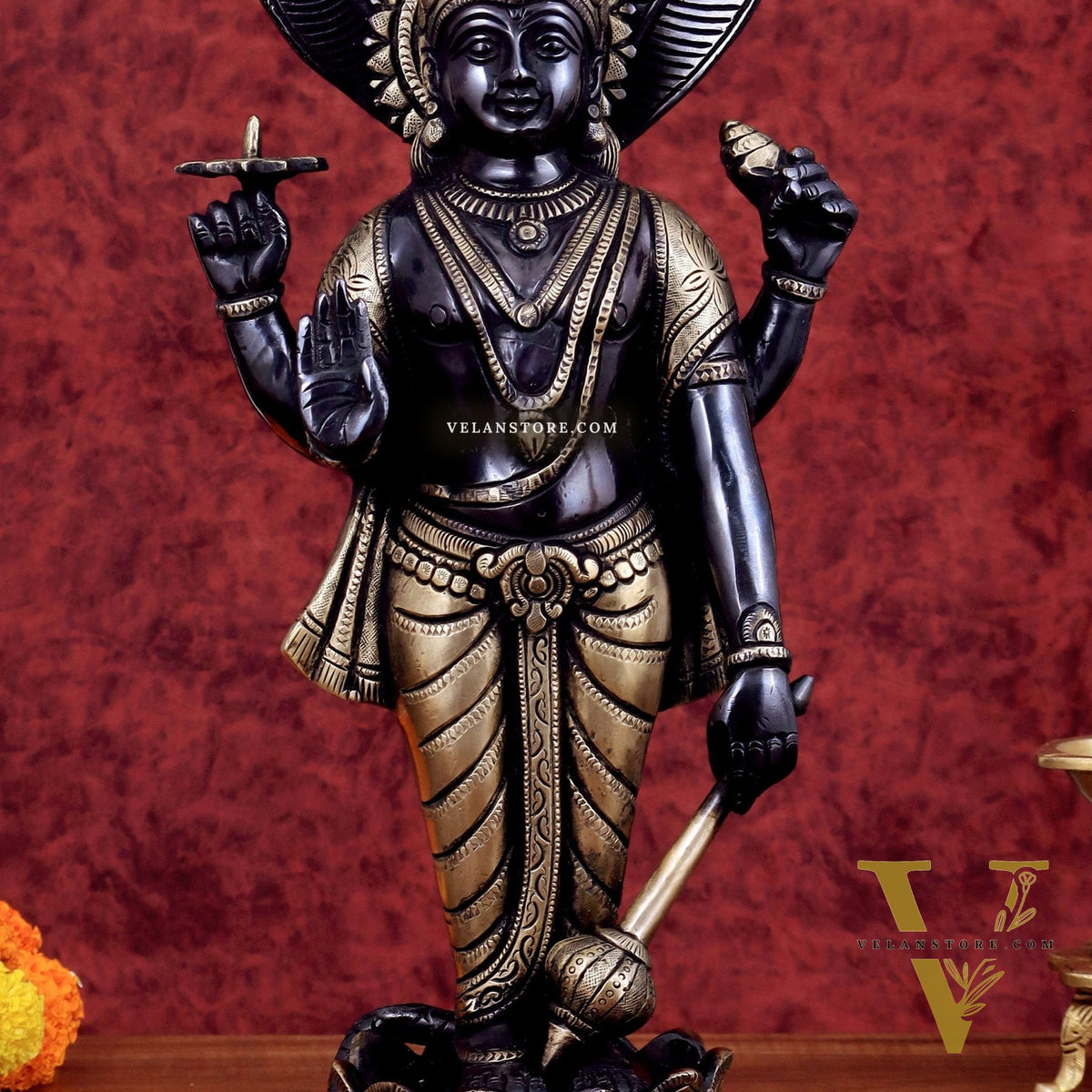 Brass Vishnu with sheshanaag standing statue 17 inch