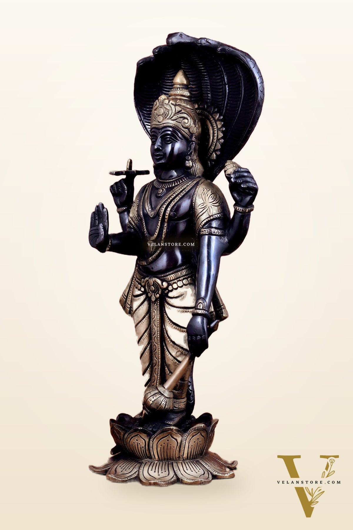 Brass Vishnu with sheshanaag standing statue 17 inch