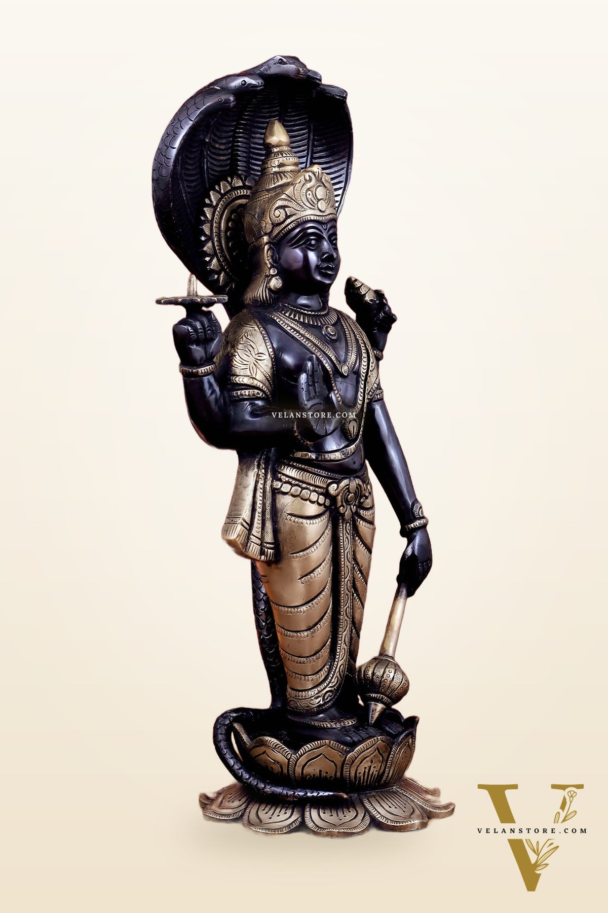 Brass Vishnu with sheshanaag standing statue 17 inch