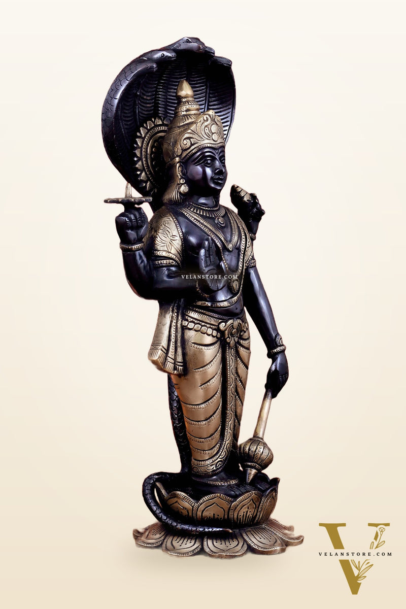 Brass Vishnu with sheshanaag standing statue 17 inch