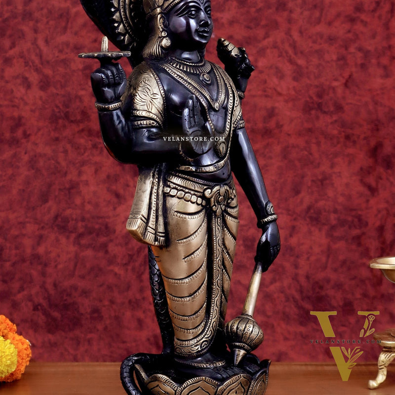 Brass Vishnu with sheshanaag standing statue 17 inch
