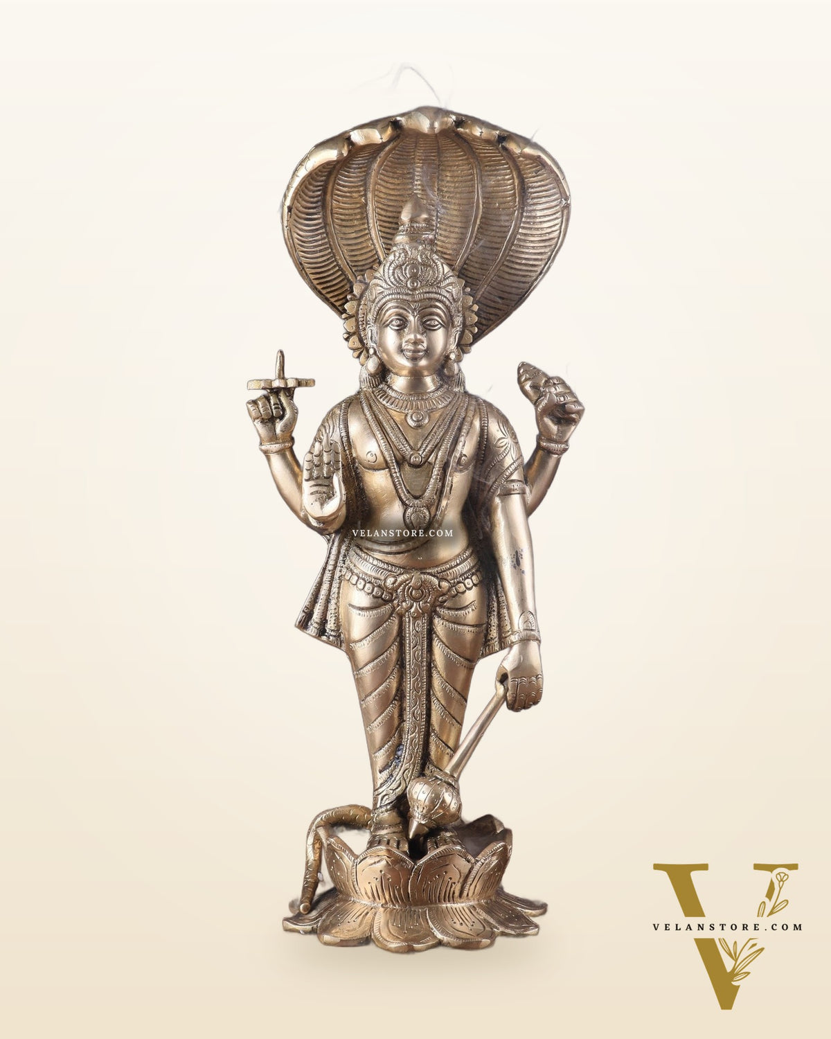 Brass Vishnu with sheshanaag standing statue 17 inch