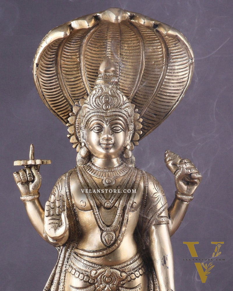 Brass Vishnu with sheshanaag standing statue 17 inch