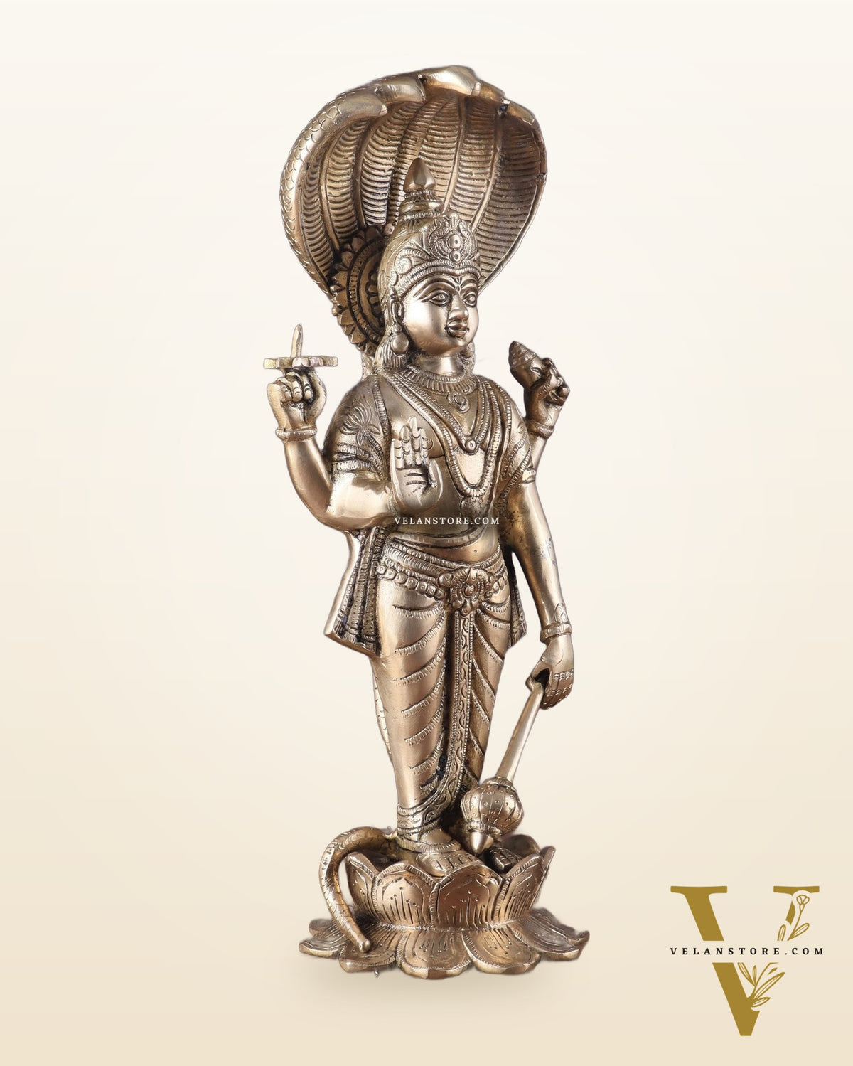 Brass Vishnu with sheshanaag standing statue 17 inch