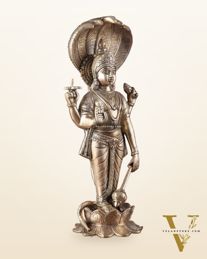 Brass Vishnu with sheshanaag standing statue 17 inch