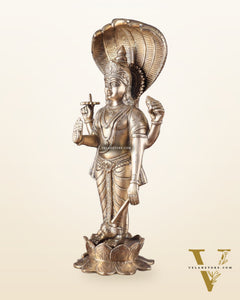 Brass Vishnu with sheshanaag standing statue 17 inch