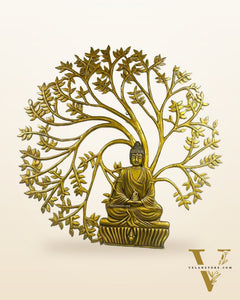 Brass Wall Hanging Buddha with Bodhi Tree - 44 Inches