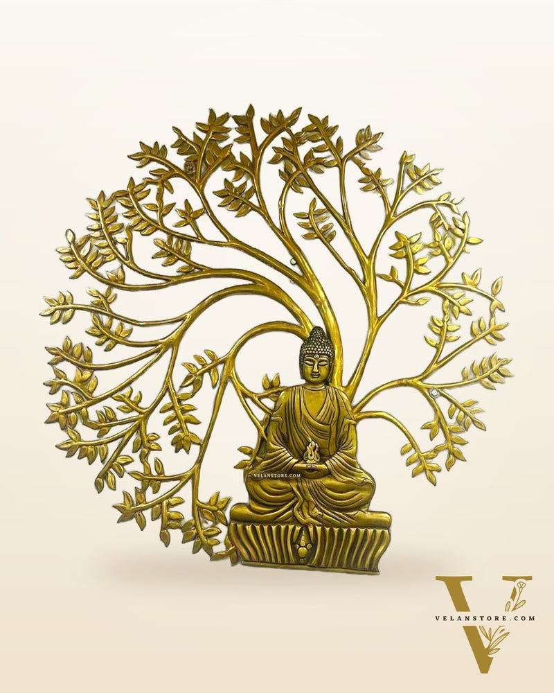 Brass Wall Hanging Buddha with Bodhi Tree - 44 Inches