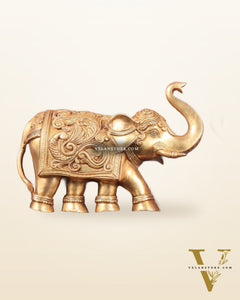Brass Wall Hanging Elephants with Trunk Up – Pair | Elegant Home Décor 13"