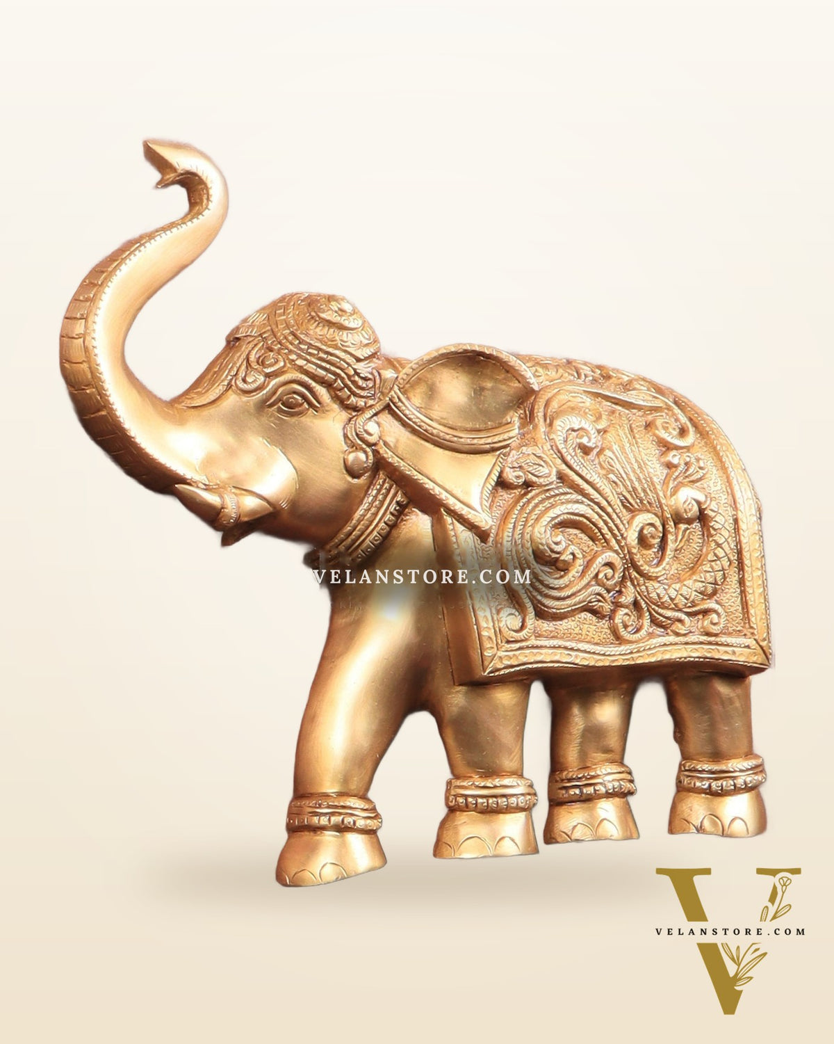 Brass Wall Hanging Elephants with Trunk Up – Pair | Elegant Home Décor 13"