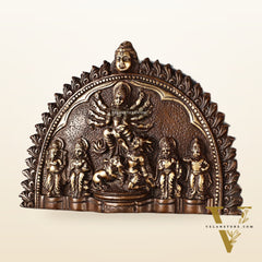 Brass Wall Hanging Plate: Mahisasur Mardini durga