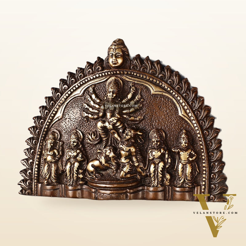 Brass Wall Hanging Plate: Mahisasur Mardini durga
