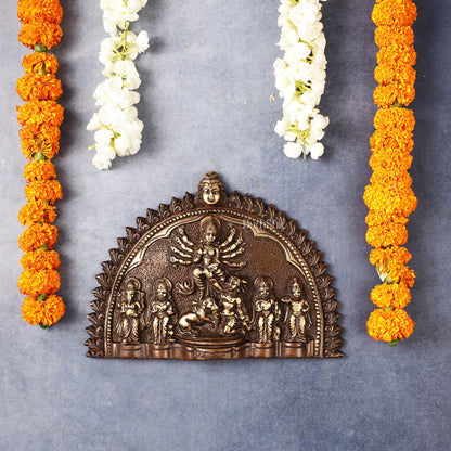 Brass Wall Hanging Plate: Mahisasur Mardini durga