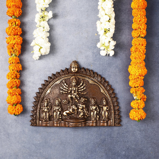 Brass Wall Hanging Plate: Mahisasur Mardini durga