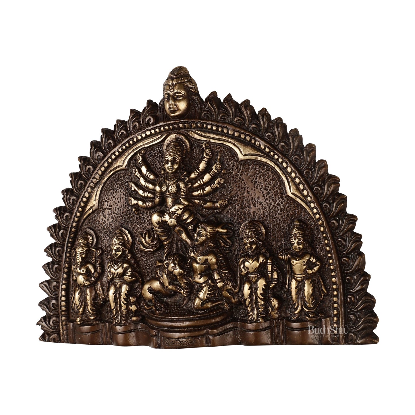 Brass Wall Hanging Plate: Mahisasur Mardini durga