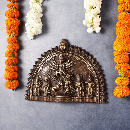 Brass Wall Hanging Plate: Mahisasur Mardini durga