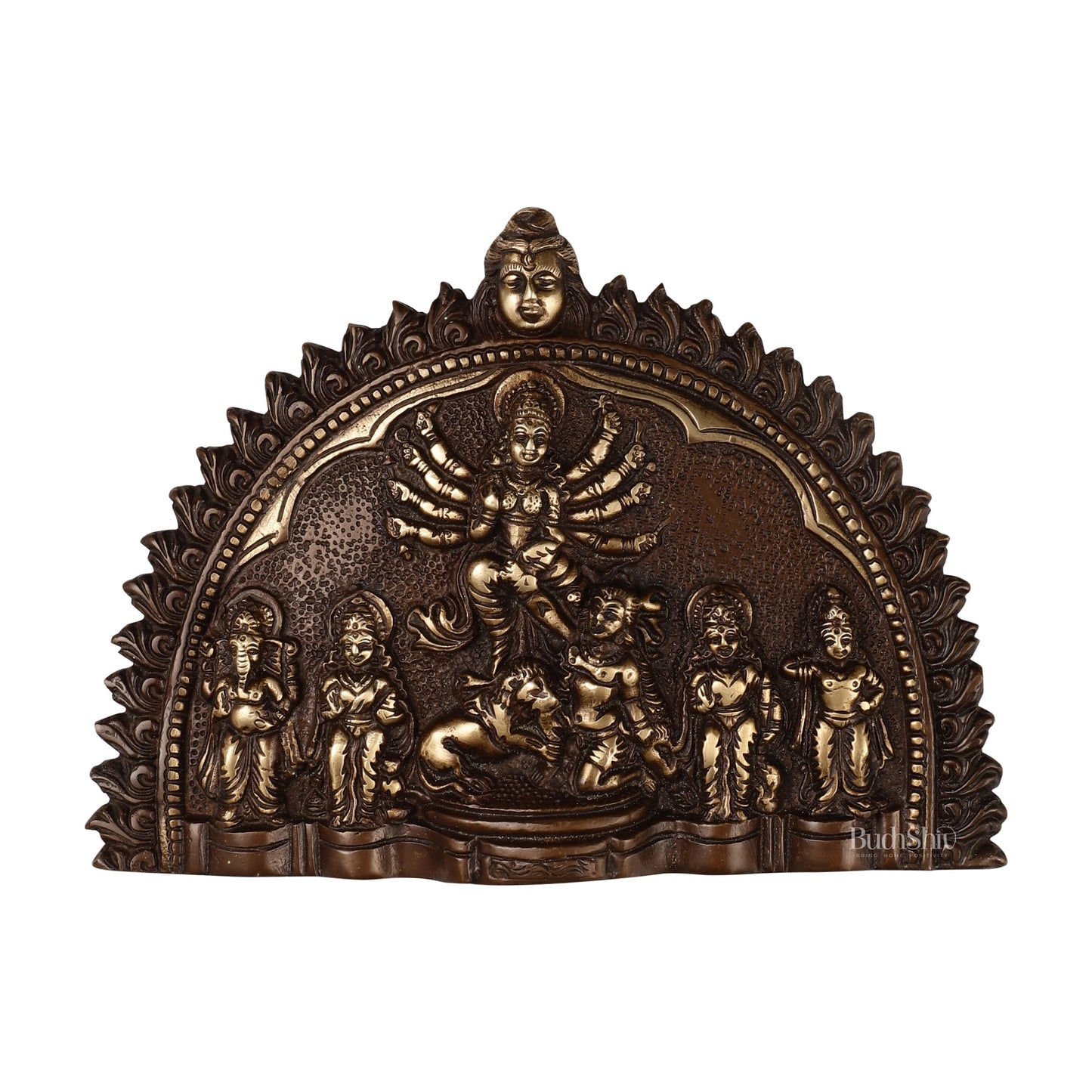 Brass Wall Hanging Plate: Mahisasur Mardini durga