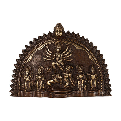 Brass Wall Hanging Plate: Mahisasur Mardini durga