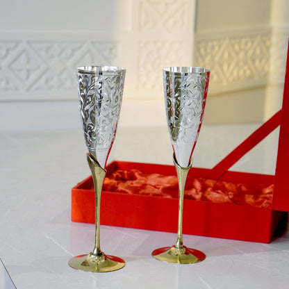 Brass Wine Glasses with Velvet Box