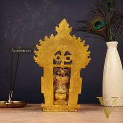 Brass Writing Ganesha Statue with Prabhal 10.5"