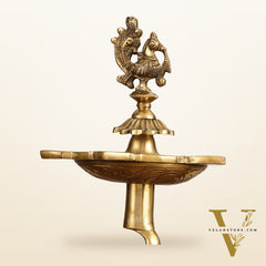 Brass Yali Peacock Lamp 12 "